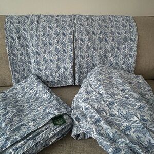 Lauren Ralph Lauren Striped Paisley Blue 100% Cotton Sheet Set 4-Pc Full Vintage